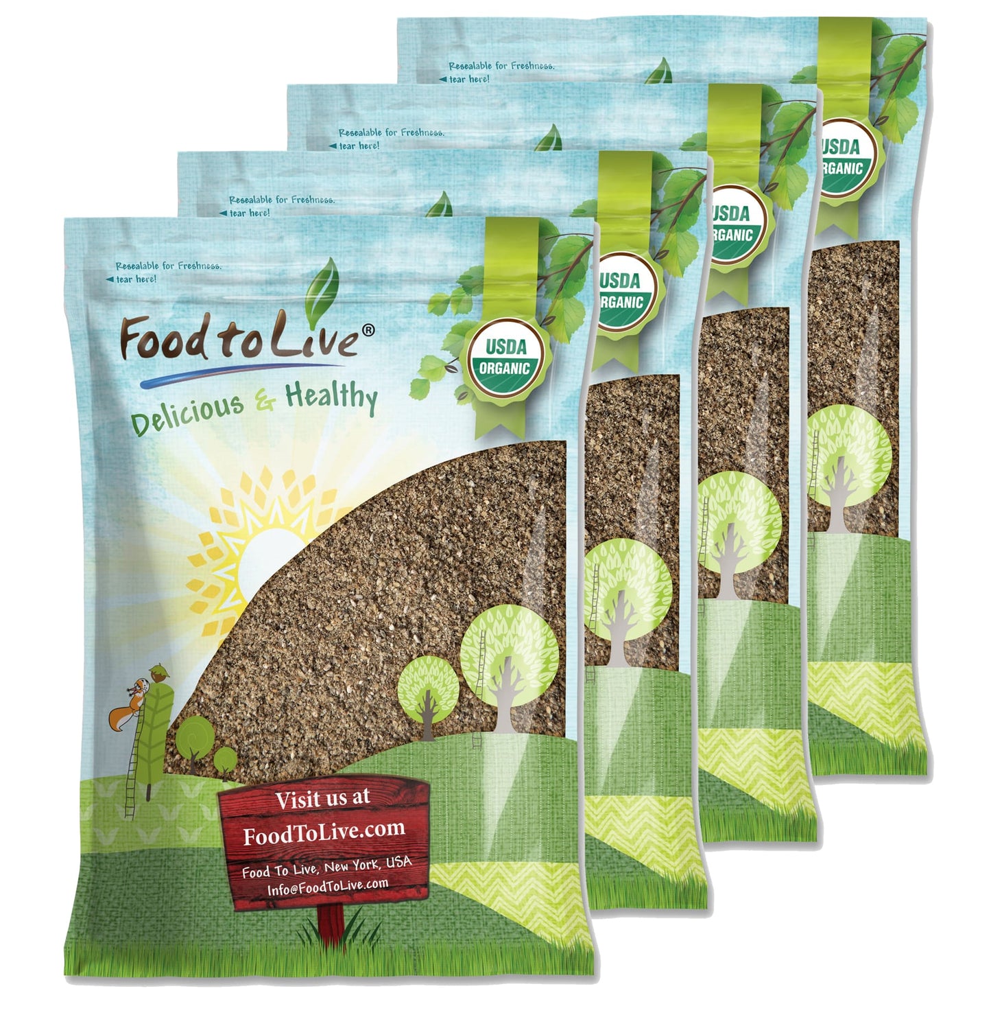 Organic Chia Seeds Flour - Non-GMO Meal, Kosher, Raw Chia Powder, Vegan Ground Seeds, Cold Milled Meal, Bulk - by Food to Live