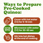 Pre-Cooked White Quinoa – Cooked and then Dehydrated. Add Hot Water and Wait 5-10 Minutes Before Consumption. High in Healthy Fats, Protein, Fiber. Vegan, Kosher, Bulk