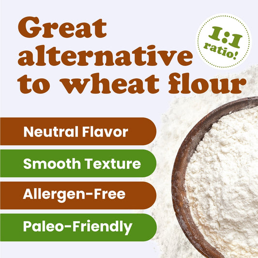 Organic Tapioca Flour – Non-GMO Finely Ground Tapioca Starch. Wheat and Rice Flour Substitute. All Purpose Thickening Agent for Baking, Sauces & Gravies. Vegan, Kosher, Bulk Powder