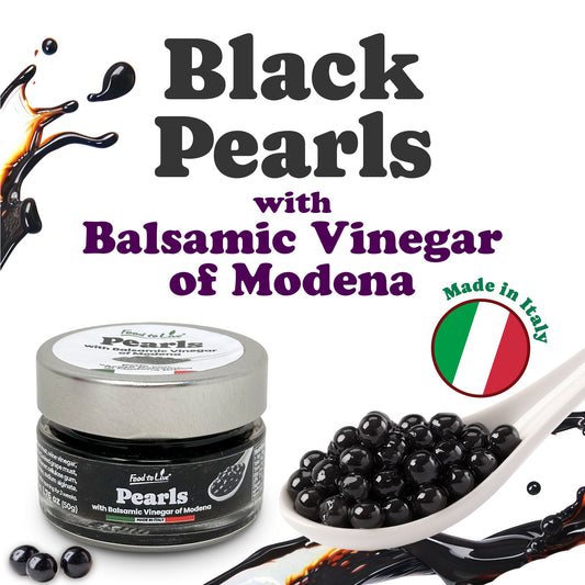 Black Pearls with Balsamic Vinegar of Modena, 50g – Vegan, Product of Italy – by Food to Live