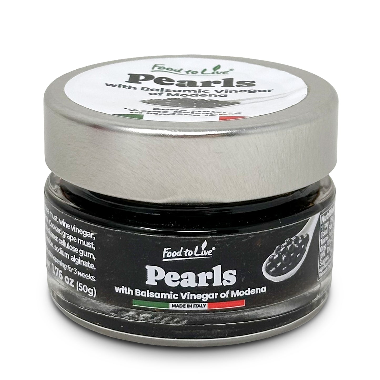 Black Pearls with Balsamic Vinegar of Modena, 50g –  Vegan, Product of Italy – by Food to Live