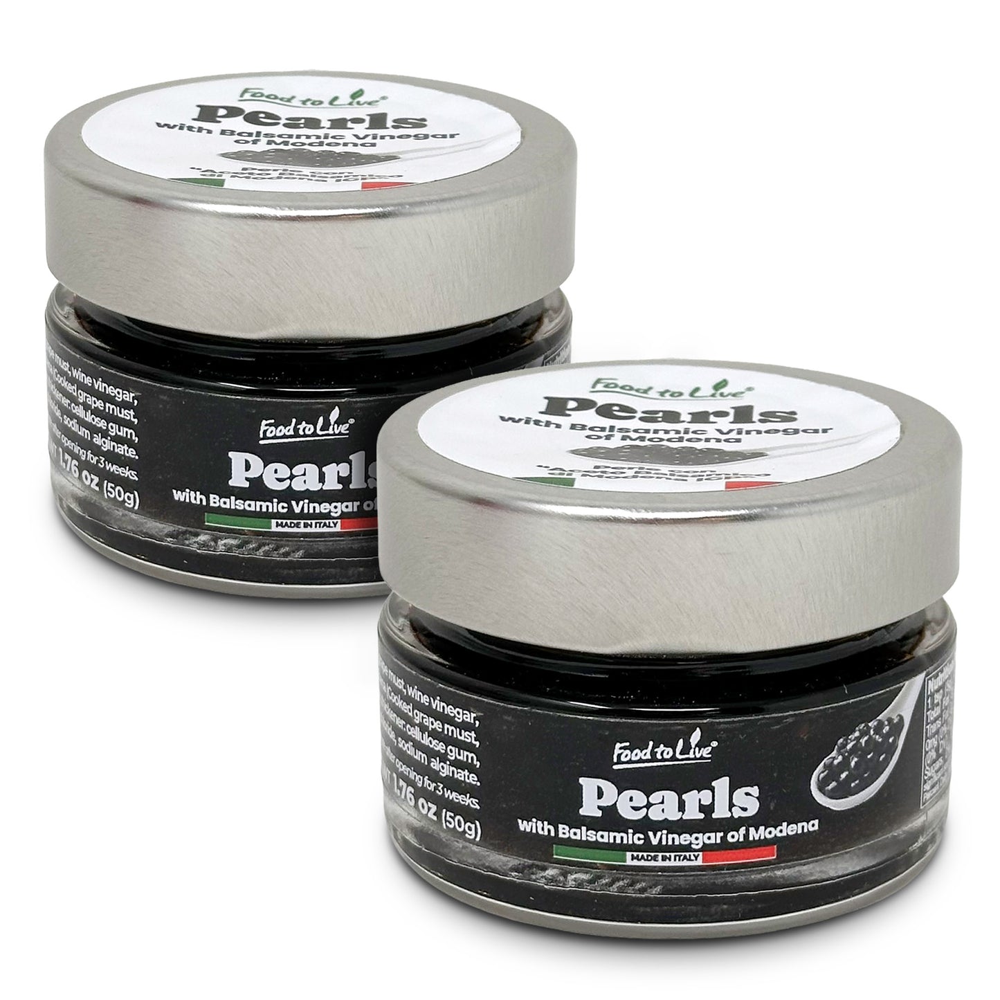 Black Pearls with Balsamic Vinegar of Modena, 50g –  Vegan, Product of Italy – by Food to Live