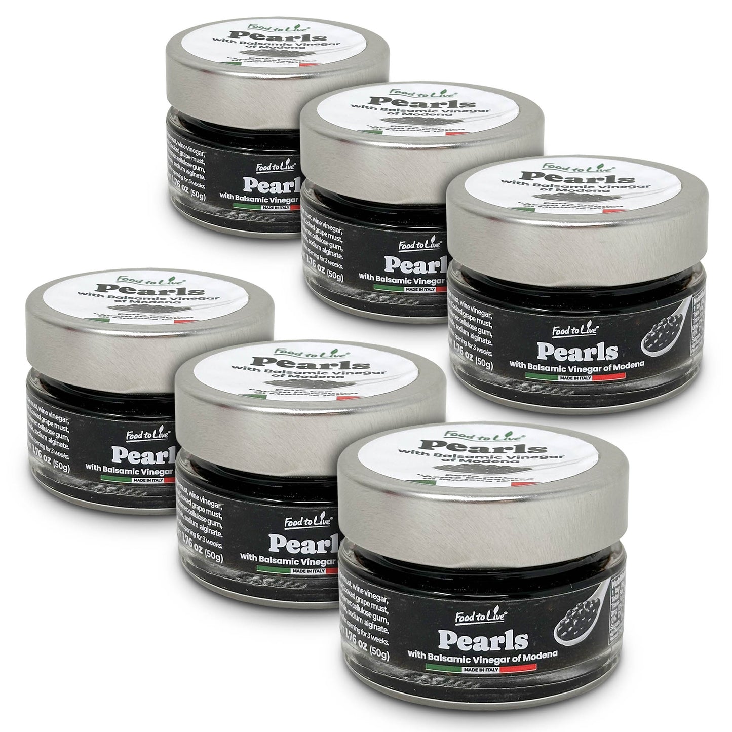 Black Pearls with Balsamic Vinegar of Modena, 50g –  Vegan, Product of Italy – by Food to Live