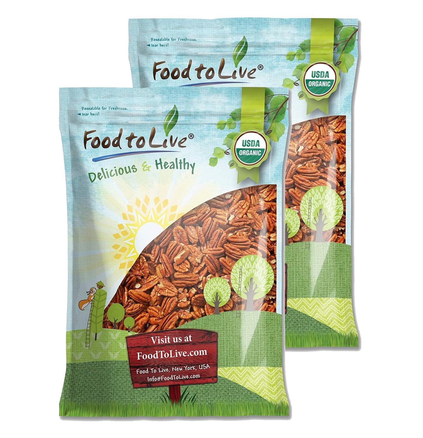 Organic Pecans - Non-GMO, Kosher, Raw, Vegan, No Shell - by Food to Live