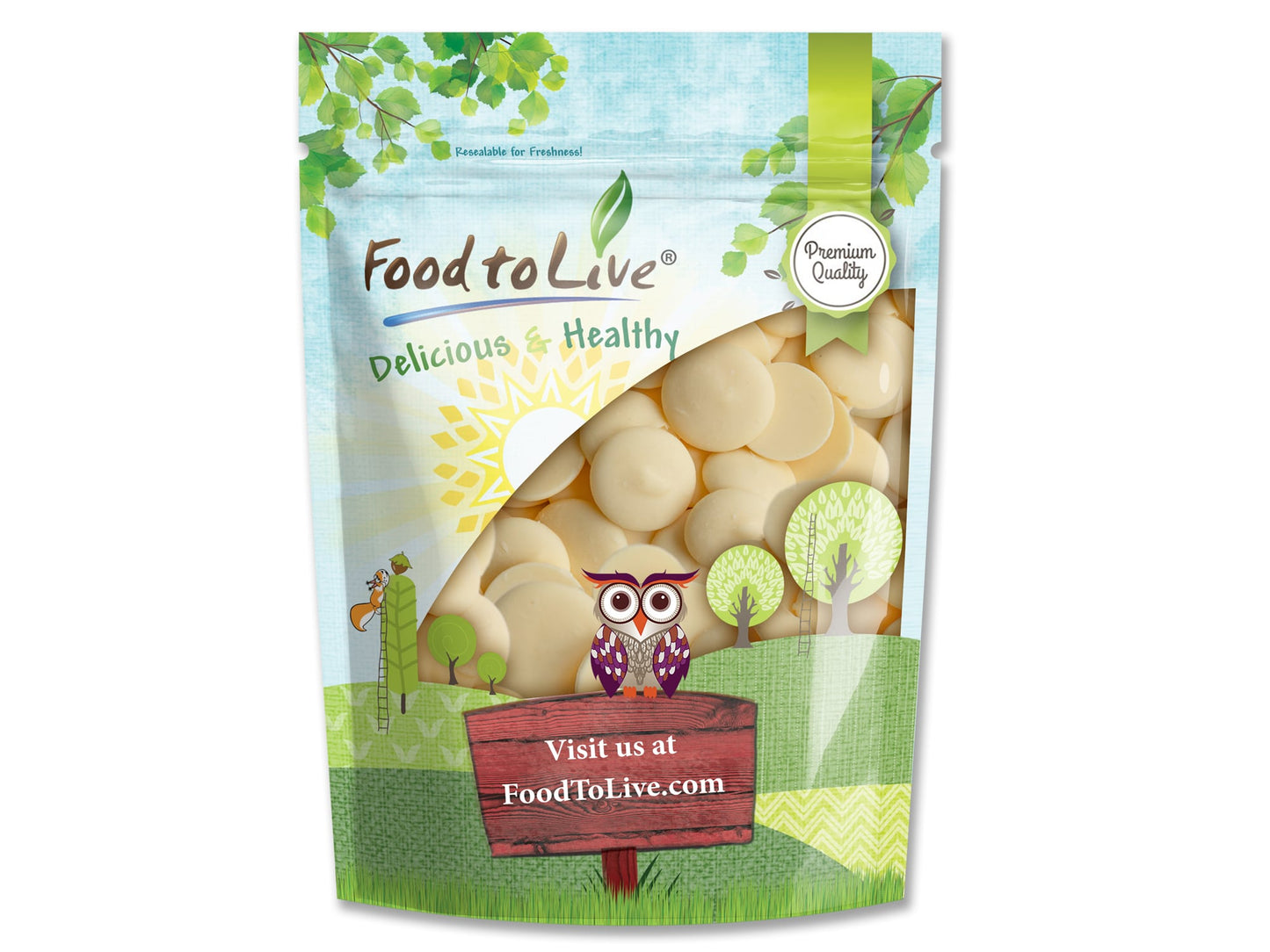 Raw Cacao Butter Wafers – Pure, Cold-Pressed, Unfiltered, Unrefined, Non-Deodorized, Kosher, Keto, Vegan, Sirtfood, Bulk. Great for Cooking, Baking, Hot White Chocolate