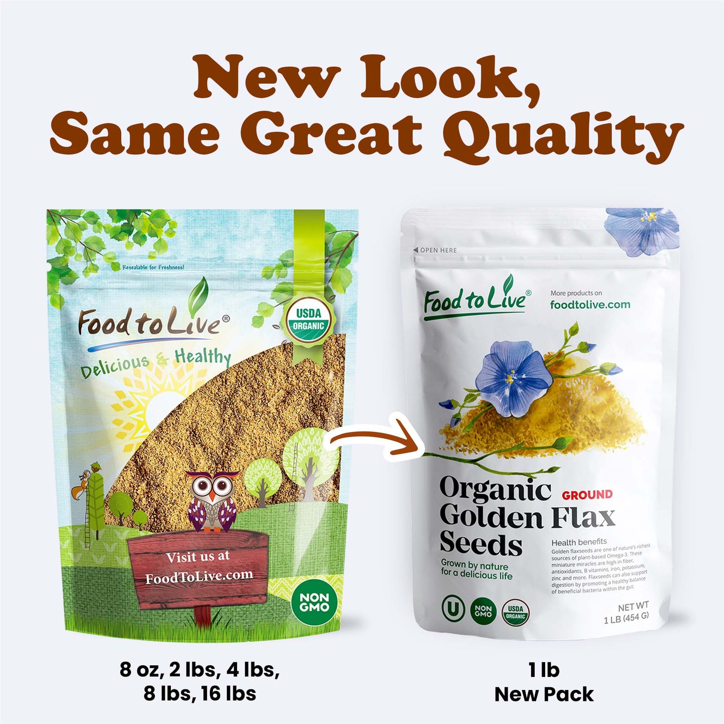 Organic Roasted Milled Golden Flax Seeds – Vegan, Kosher, Bulk – by Food to Live