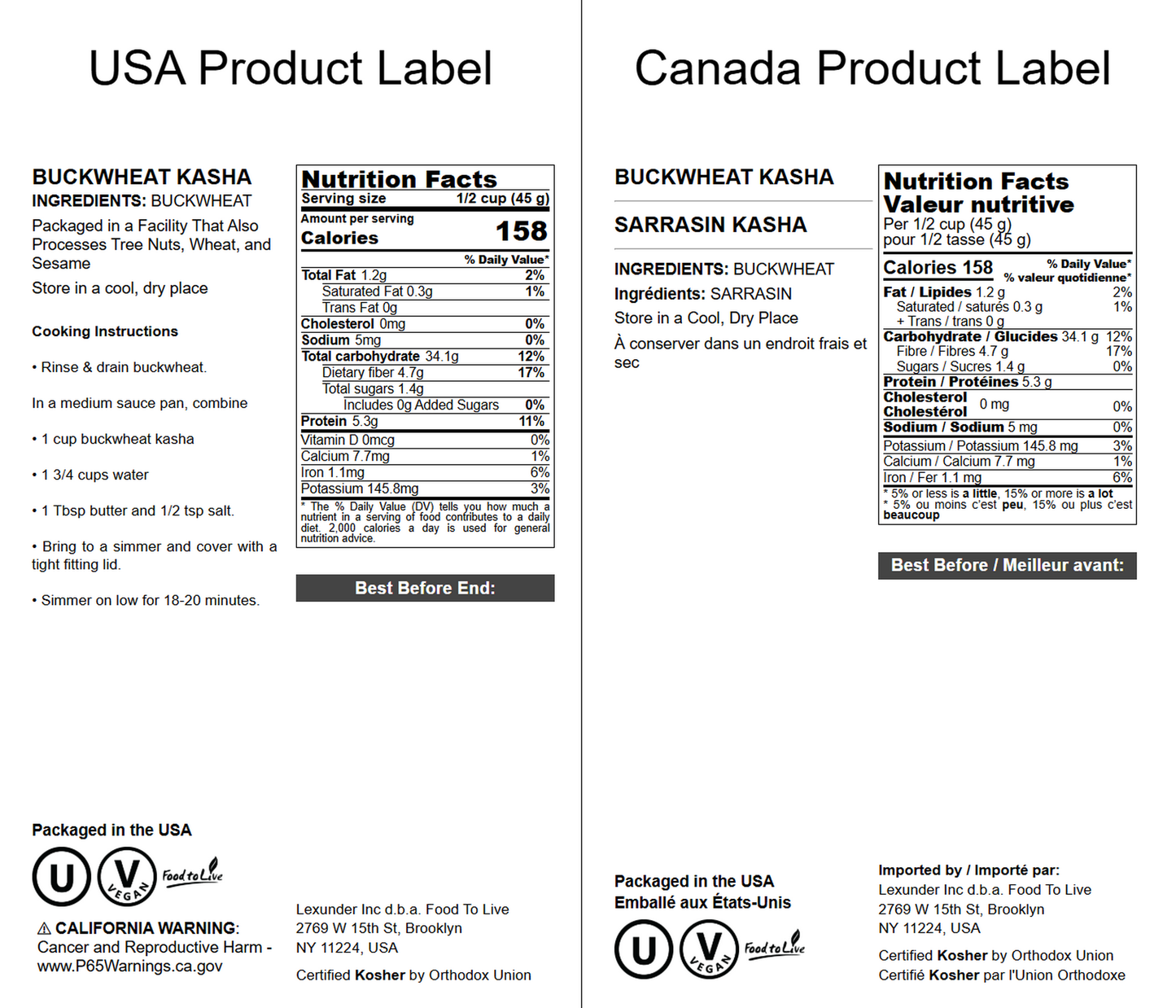 Buckwheat Kasha — Non-GMO Verified, Grechka, Toasted Whole Groats, Made from Hulled Seeds, Kosher, Bulk. Rich in Dietary Fiber, Sirtfood - by Food to Live