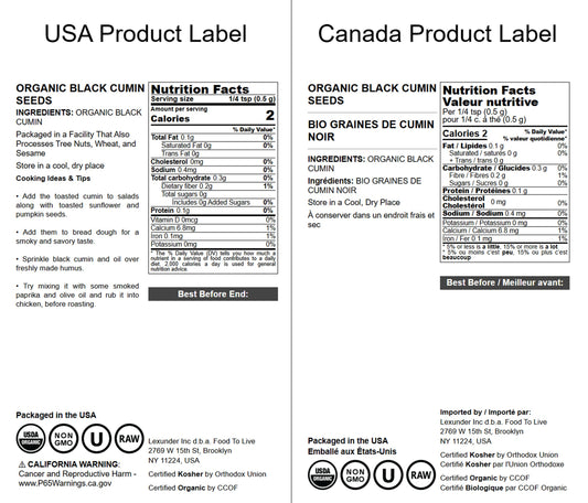 Organic Black Cumin Seeds — Non-GMO, Whole Nigella Sativa, Raw Vegan Superfood, Bulk Black Caraway, Great for Cooking — by Food to Live