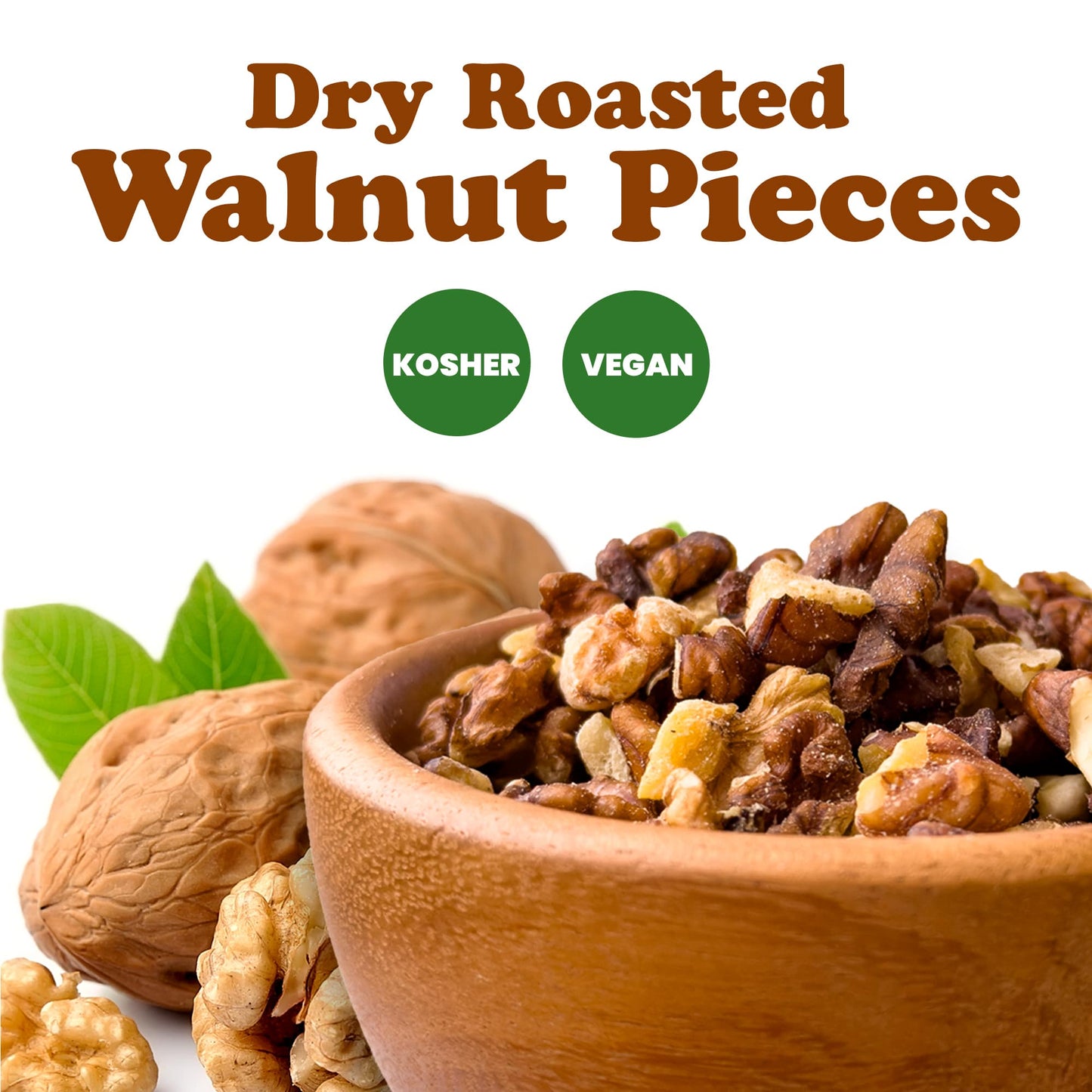 Dry Roasted Walnuts – Unsalted Nut Pieces. Delicious and Nutritious Snack. Keto and Paleo Friendly. Great for Salads, Oatmeal, and Baked Goods. Packed with Protein and Healthy Fats. Kosher