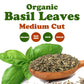 Organic Basil Leaves – Dried & Cut. Great for Pizzas, Pesto, Soups, Sauces, Salads and Herbal Tea. Non-GMO. Kosher. Bulk