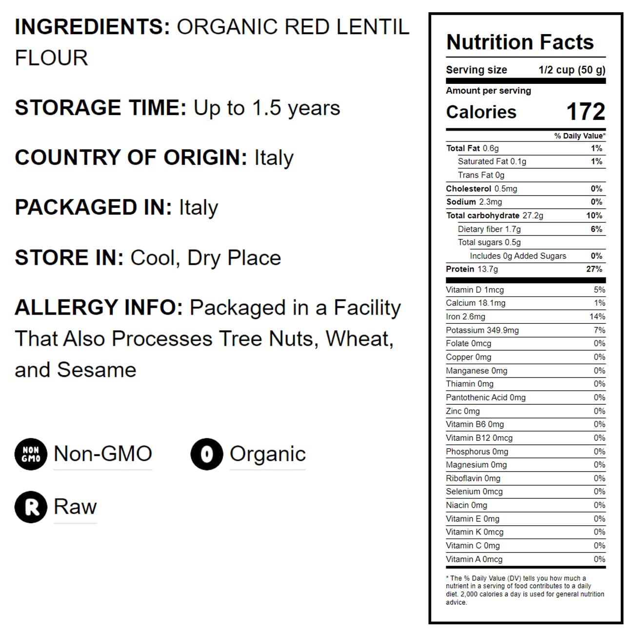 Organic Red Lentil Penne Pasta, 8.8 OZ – Non-GMO, Single Ingredient.  Vegan. Made in Italy.