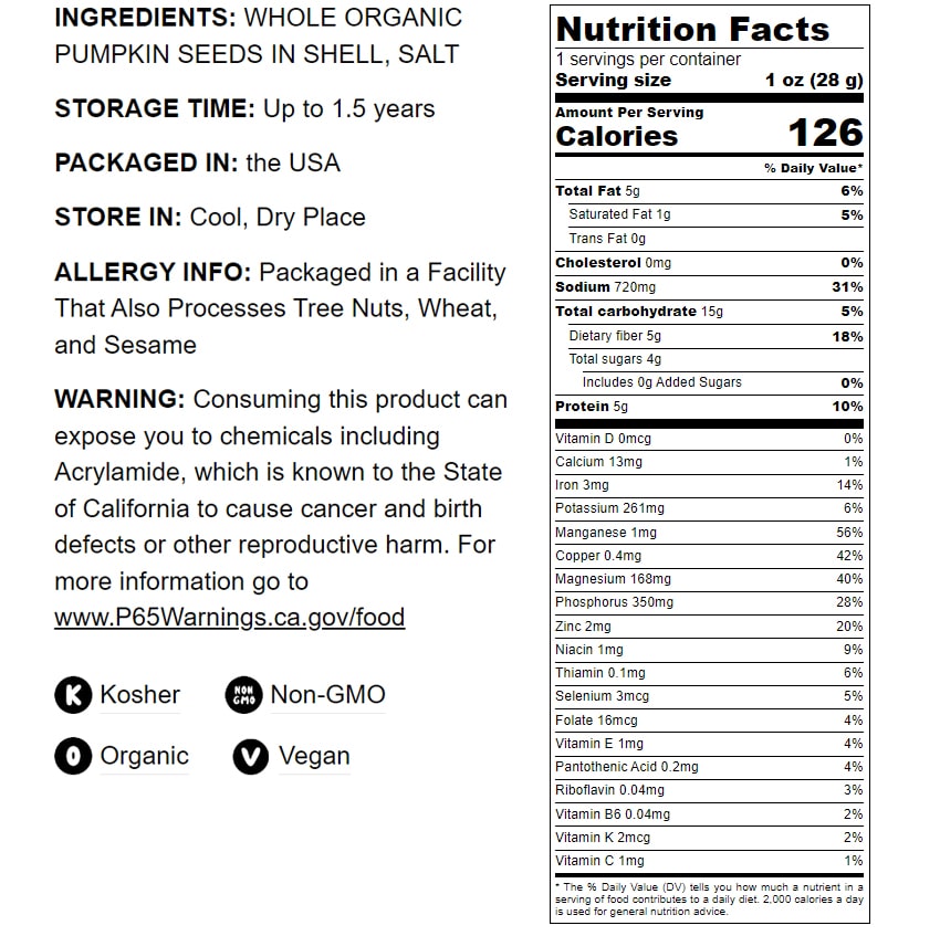 Organic Dry Roasted Pumpkin Seeds in Shell with Himalayan Salt – Delicious and Nutritious Snack Made from Premium Non-GMO Seeds, Perfect for Keto and Paleo Diet. Rich Flavor. Kosher, Vegan