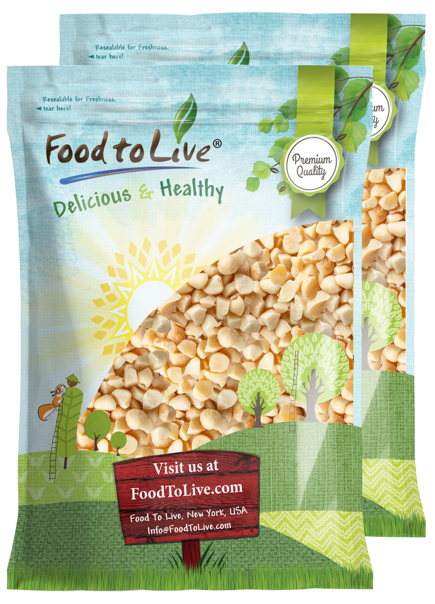 Organic Macadamia Nuts, Pieces, Roasted and Salted - by Food to Live