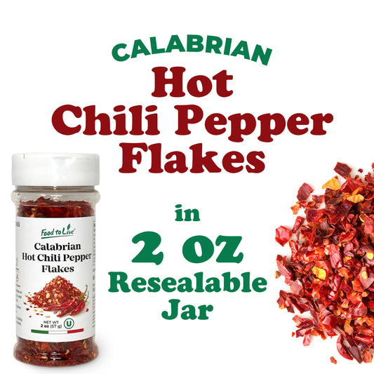 Calabrian Hot Chili Pepper Flakes, 2 oz – All Natural Vegan, Kosher – by Food to Live