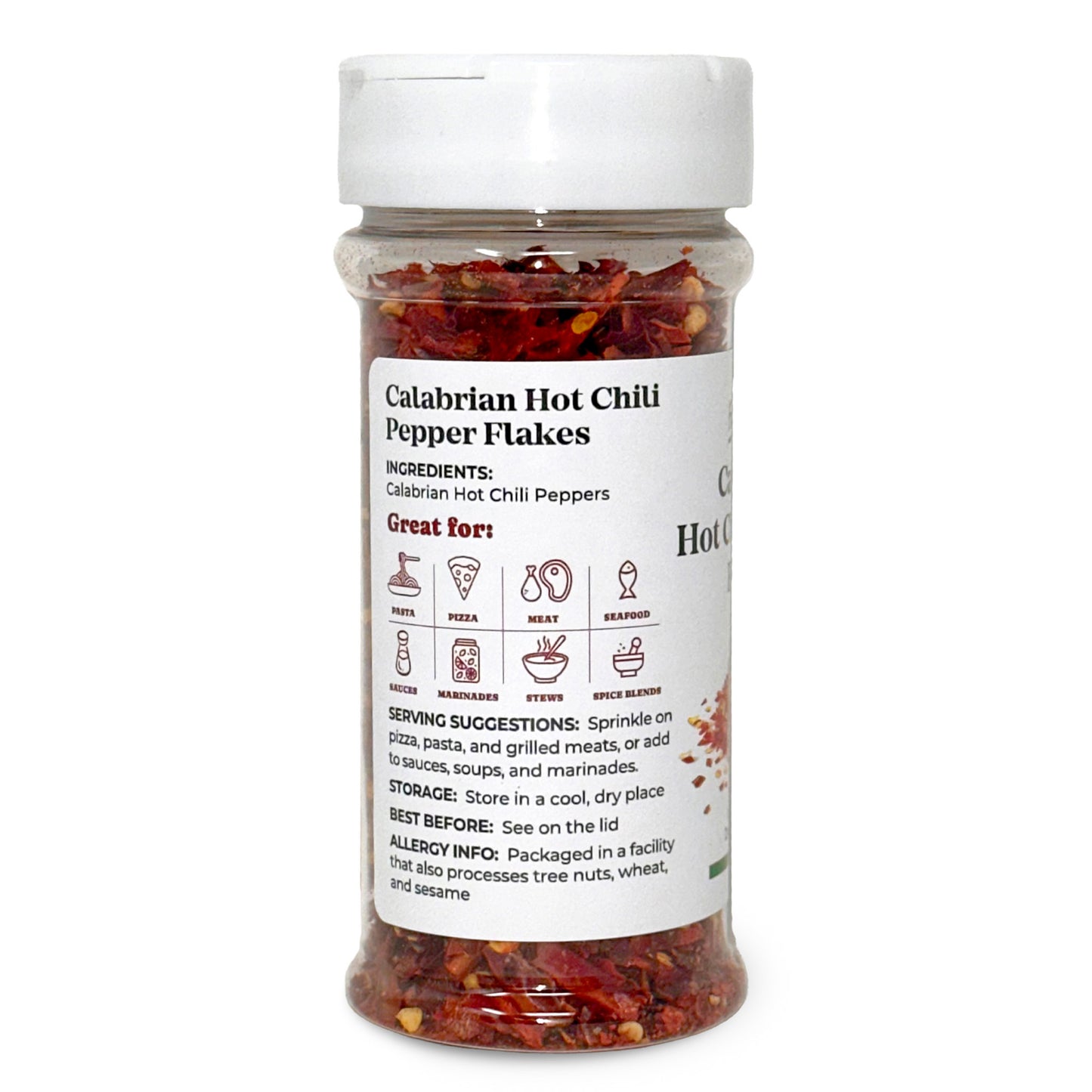 Calabrian Hot Chili Pepper Flakes, 2 oz – All Natural Vegan, Kosher – by Food to Live