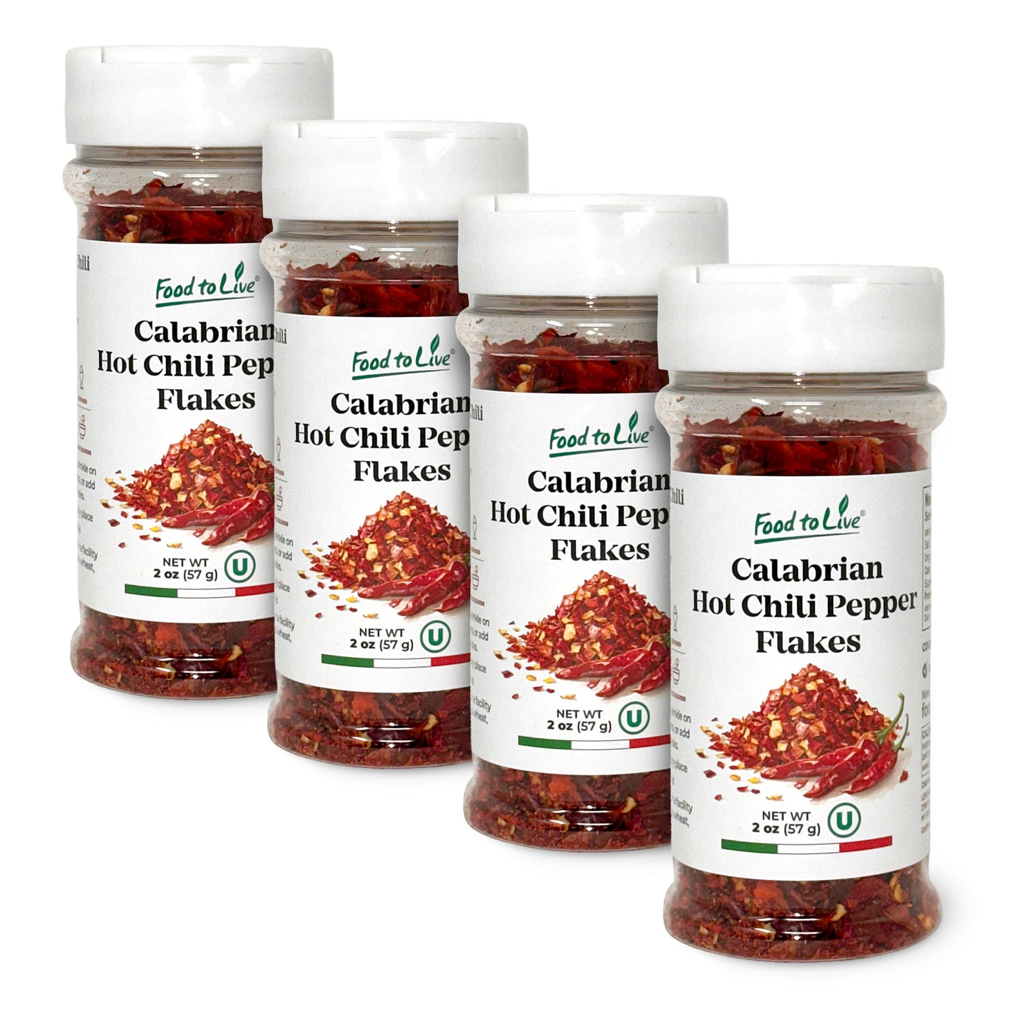 Calabrian Hot Chili Pepper Flakes, 2 oz – All Natural Vegan, Kosher – by Food to Live