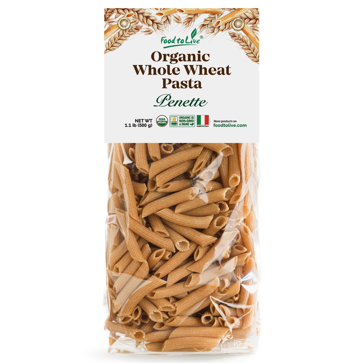 Organic Pennette Whole Wheat Pasta – Made in Italy