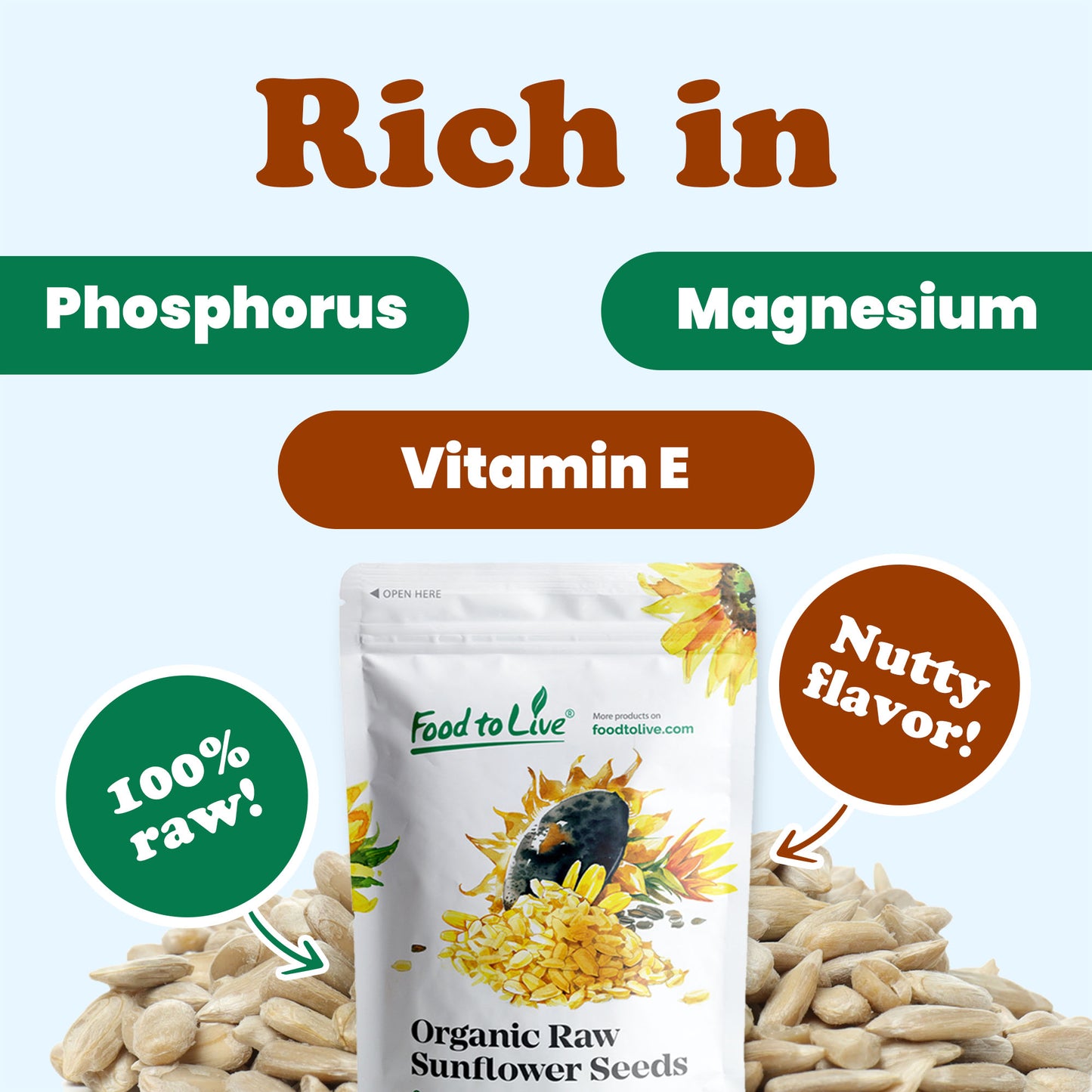 Organic Sprouted Sunflower Seeds with Himalayan Salt - by Food to Live