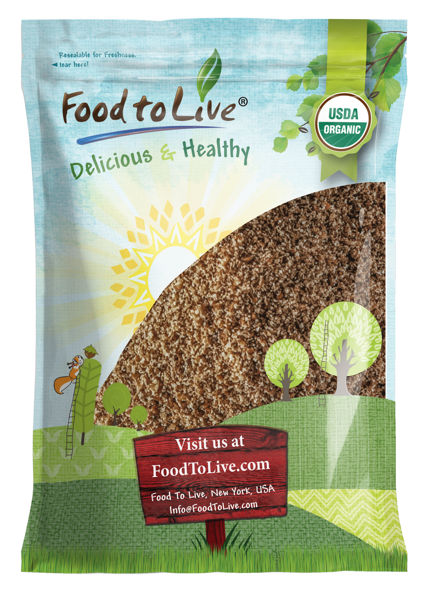 Organic Roasted Milled Brown Flax Seeds – Vegan, Kosher, Bulk – by Food to Live