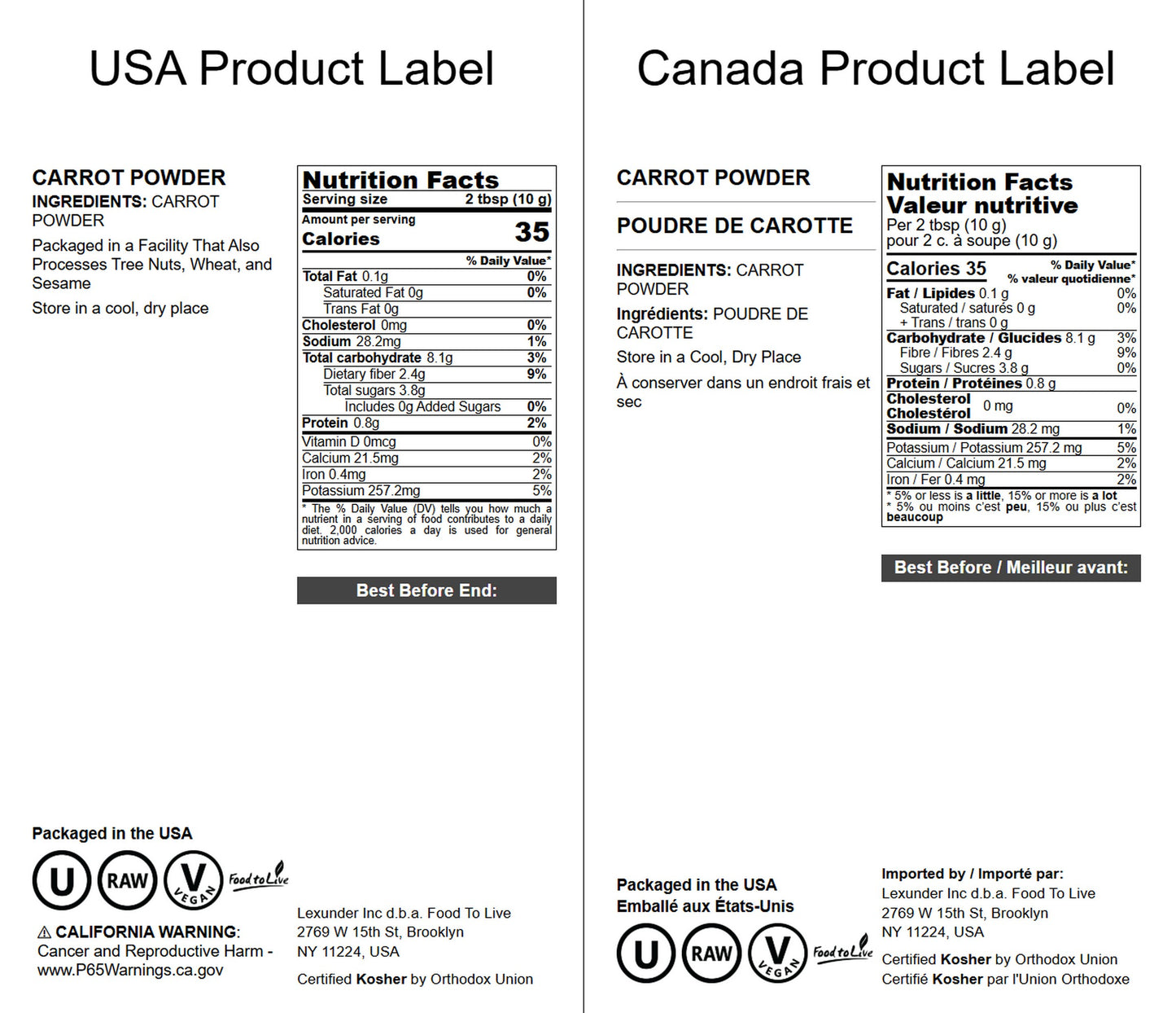 Carrot Powder - by Food To Live