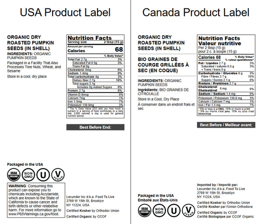 Organic Dry Roasted Pumpkin Seeds (in Shell) –  by Food to Live