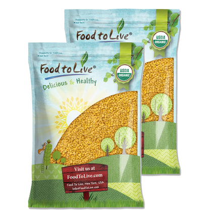 Organic Yellow Split Lentils - Non-GMO Golden Lentils, Raw, Dried, Vegan, Kosher, Bulk, Good Source of Protein, Fiber, and Iron. Low Sodium, Low Fat, Great for Cooking, Soups, Chili.
