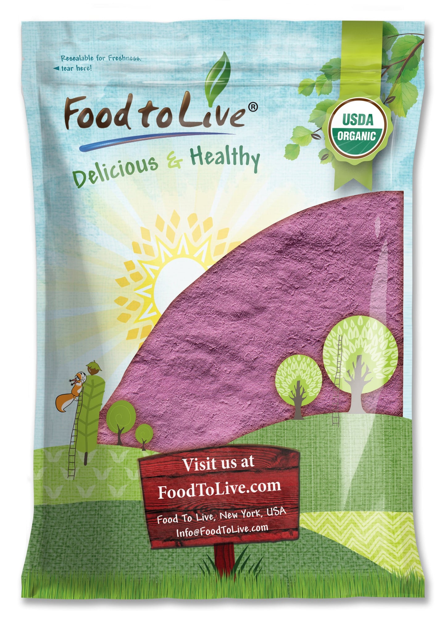 Organic Tart Cherry Powder — Non-GMO, Raw, Kosher, Vegan Superfood, Bulk, Rich in Antioxidants - by Food to Live