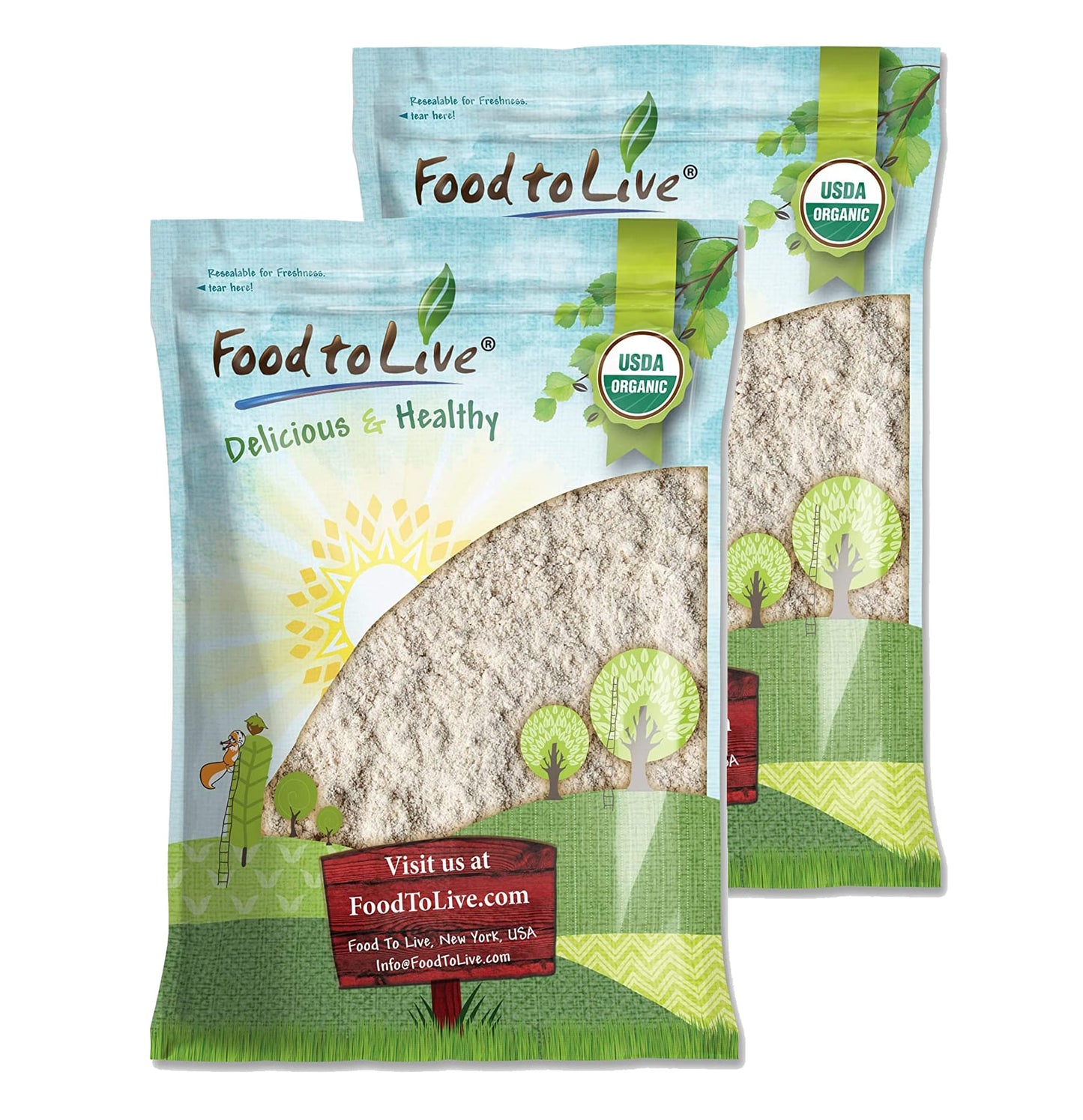 Organic Amaranth Flour - Non-GMO, Fine Ground from Whole Grains, Vegan Meal, Kosher, Bulk Powder, High in Dietary Fiber - by Food to Live