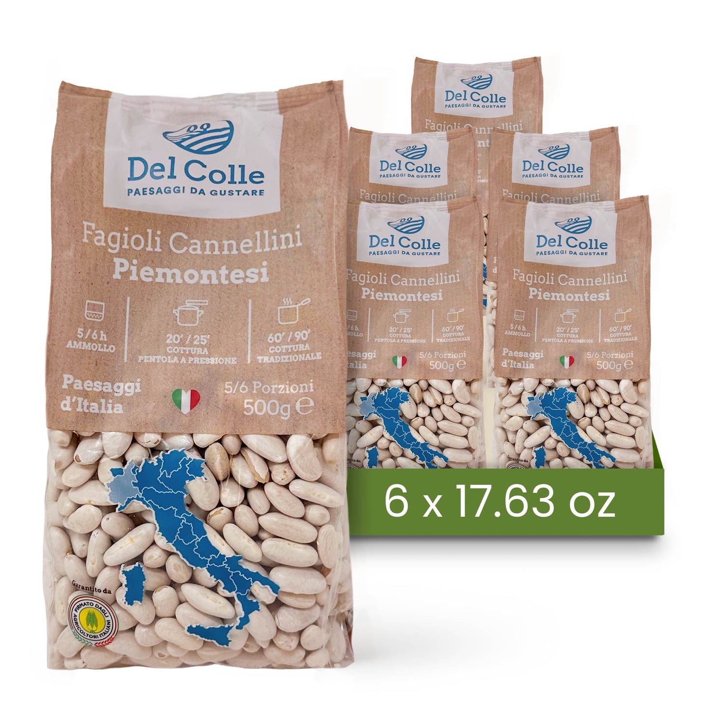 Del Colle Piemonte Cannellini Beans, 1.1 LB (500 g) – Sproutable, Vegan, Kosher