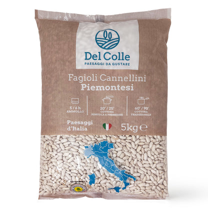 Del Colle Piemonte Cannellini Beans, 11 LBS (5 kg) – Sproutable, Vegan, Kosher