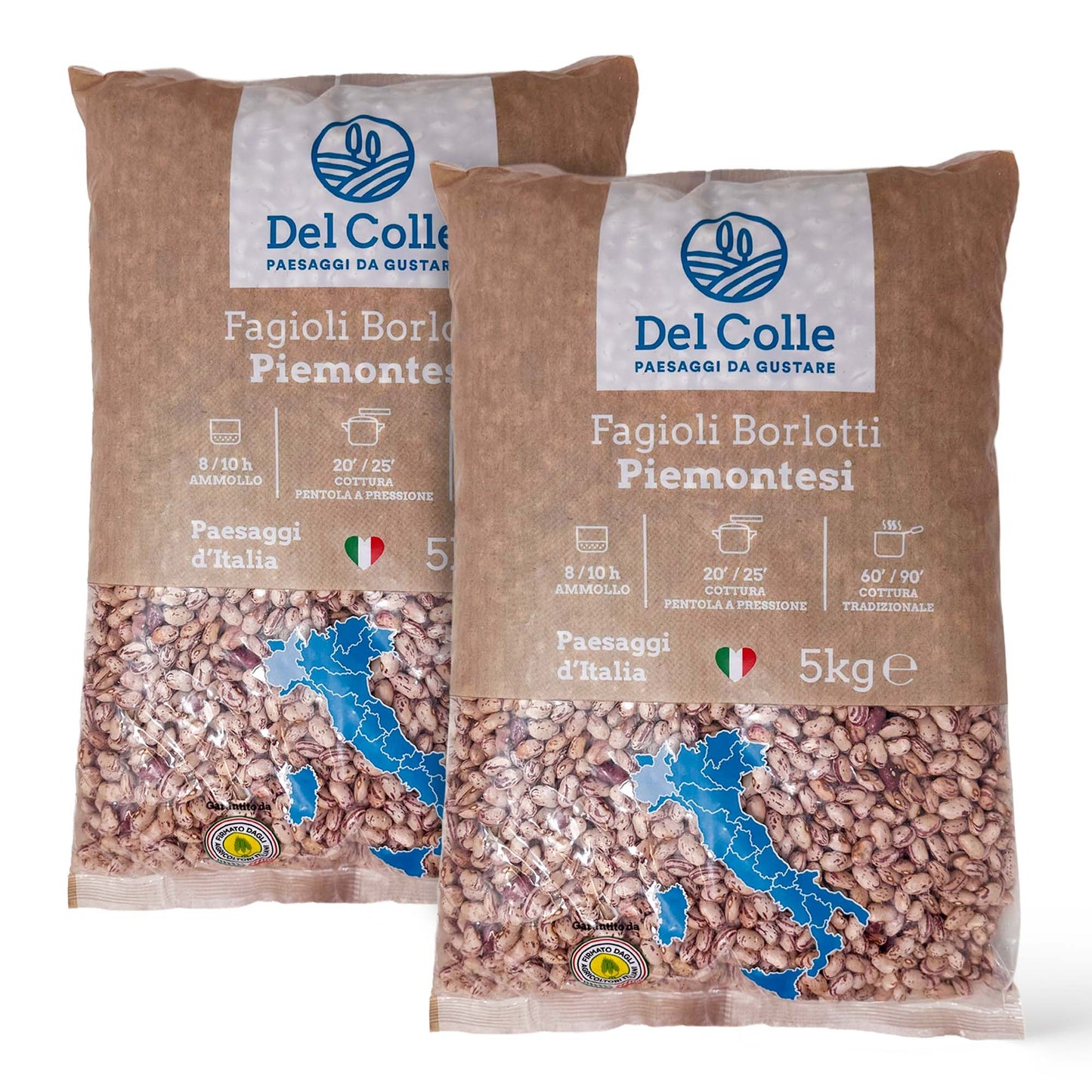 Del Colle Piemonte Cranberry Beans, 11 LBS (5 kg) – Sproutable, Vegan, Kosher