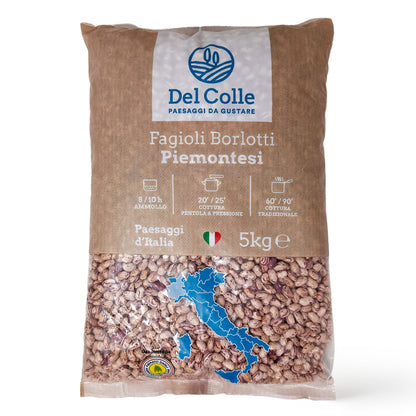 Del Colle Piemonte Cranberry Beans, 11 LBS (5 kg) – Sproutable, Vegan, Kosher