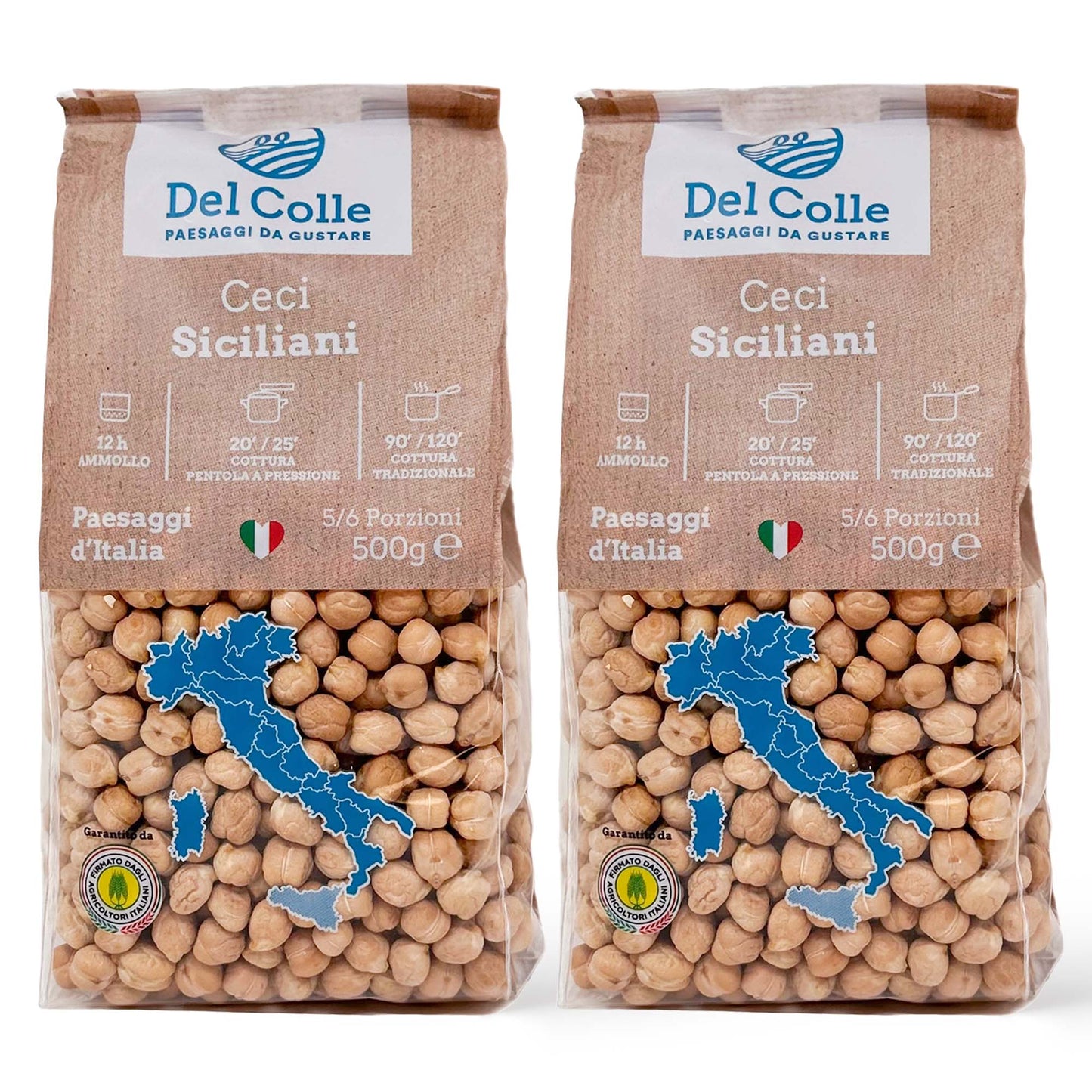 Del Colle Sicilian Chickpeas, 1.1 LB (500 g) – Vegan, Kosher, Bulk