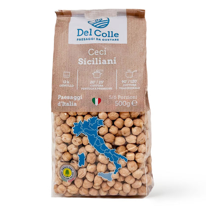 Del Colle Sicilian Chickpeas, 1.1 LB (500 g) – Vegan, Kosher, Bulk
