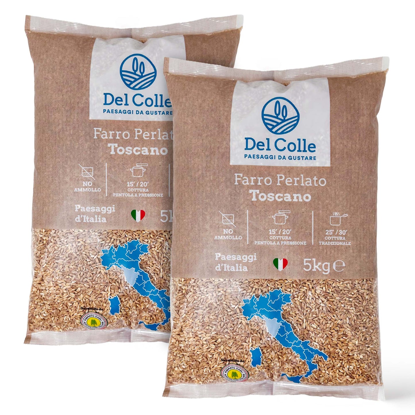 Del Colle Tuscany Pearled Farro, 11 LBS (5 kg) –  Sproutable, Vegan, Kosher