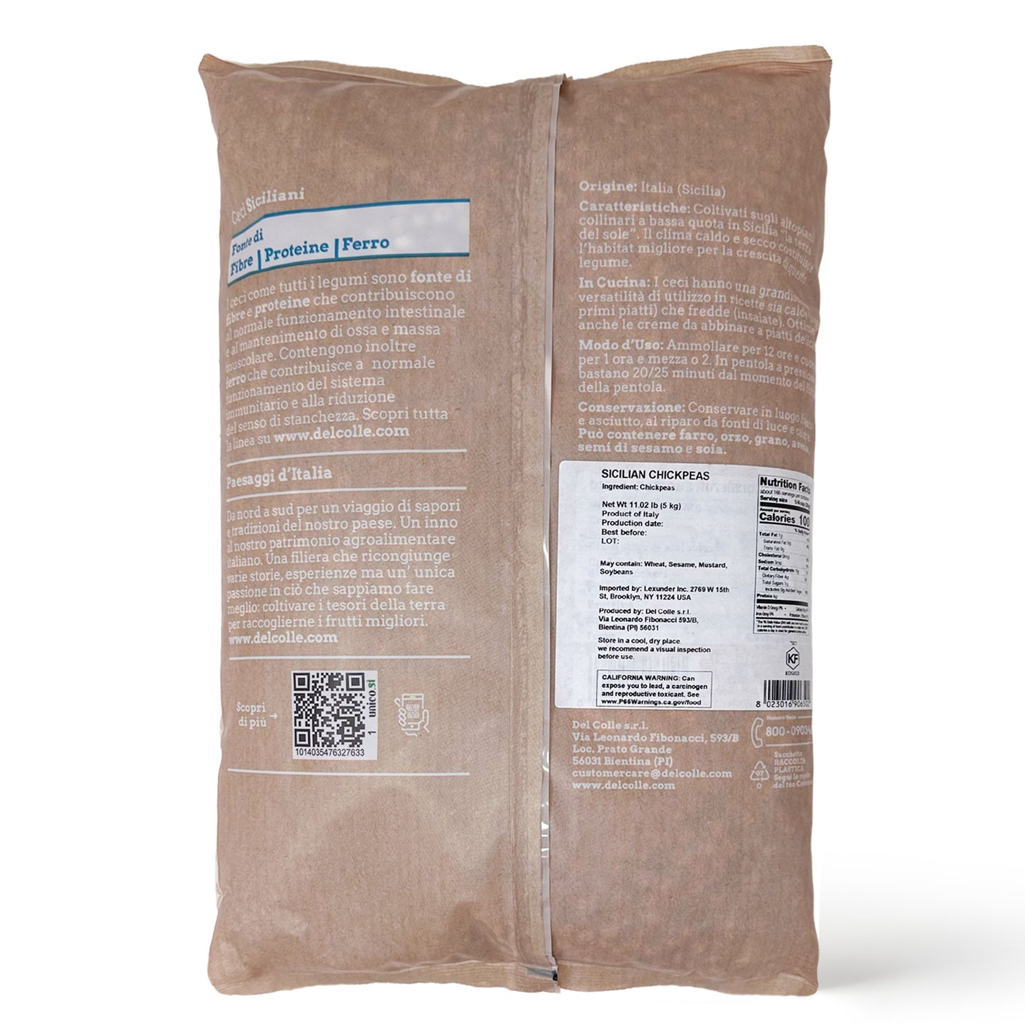 Del Colle Sicilian Chickpeas, 11.02 LBS (5 kg) –  Sproutable, Vegan, Kosher, Bulk
