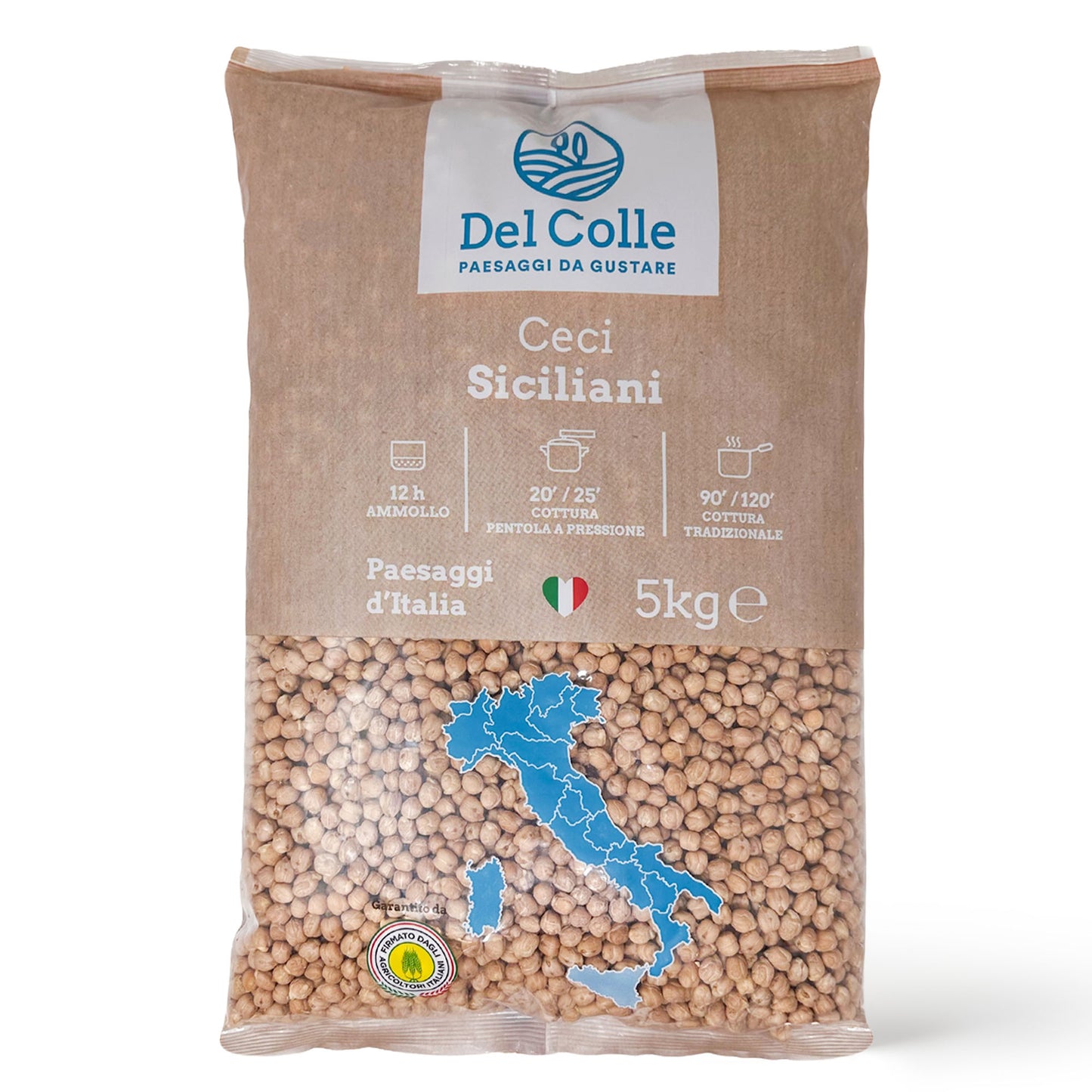 Del Colle Sicilian Chickpeas, 11.02 LBS (5 kg) –  Sproutable, Vegan, Kosher, Bulk