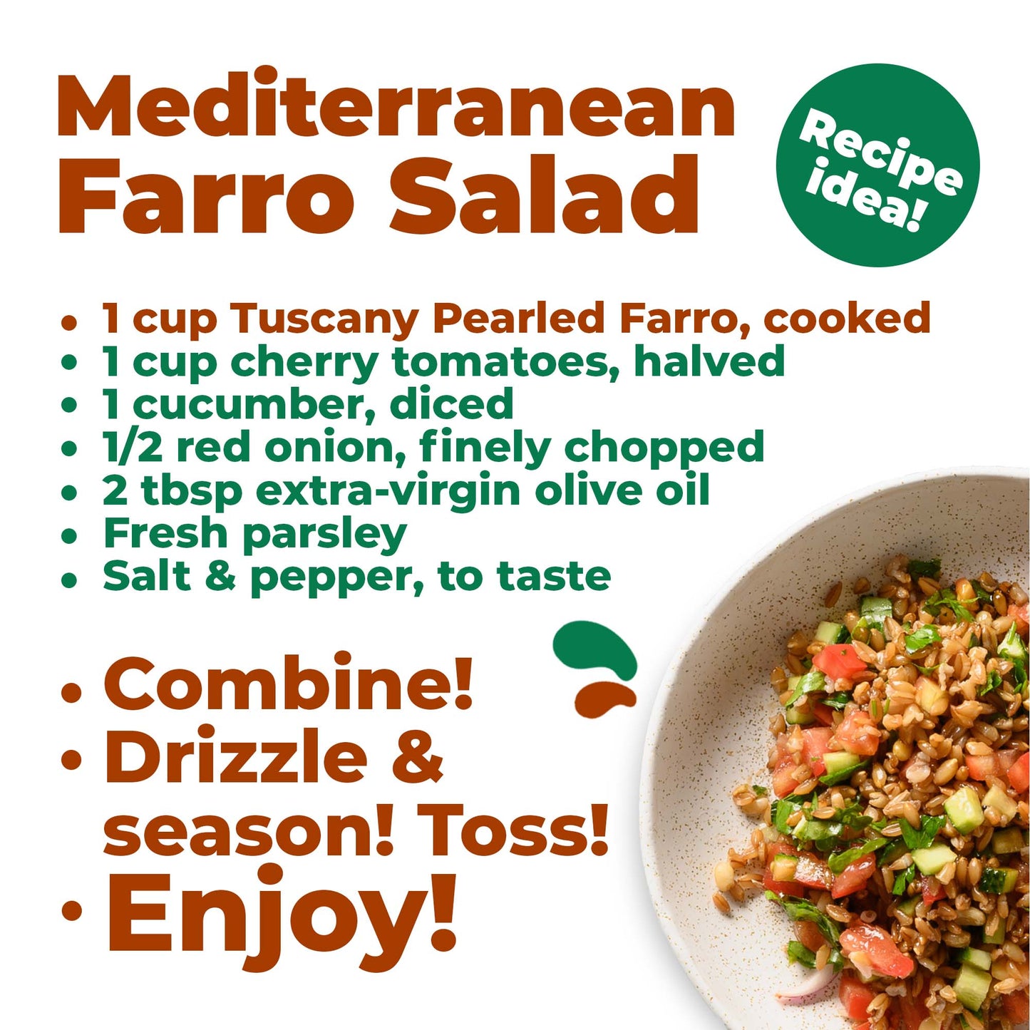 Del Colle Tuscany Pearled Farro, 1.1 LB (500 g) – Sproutable, Vegan, Kosher