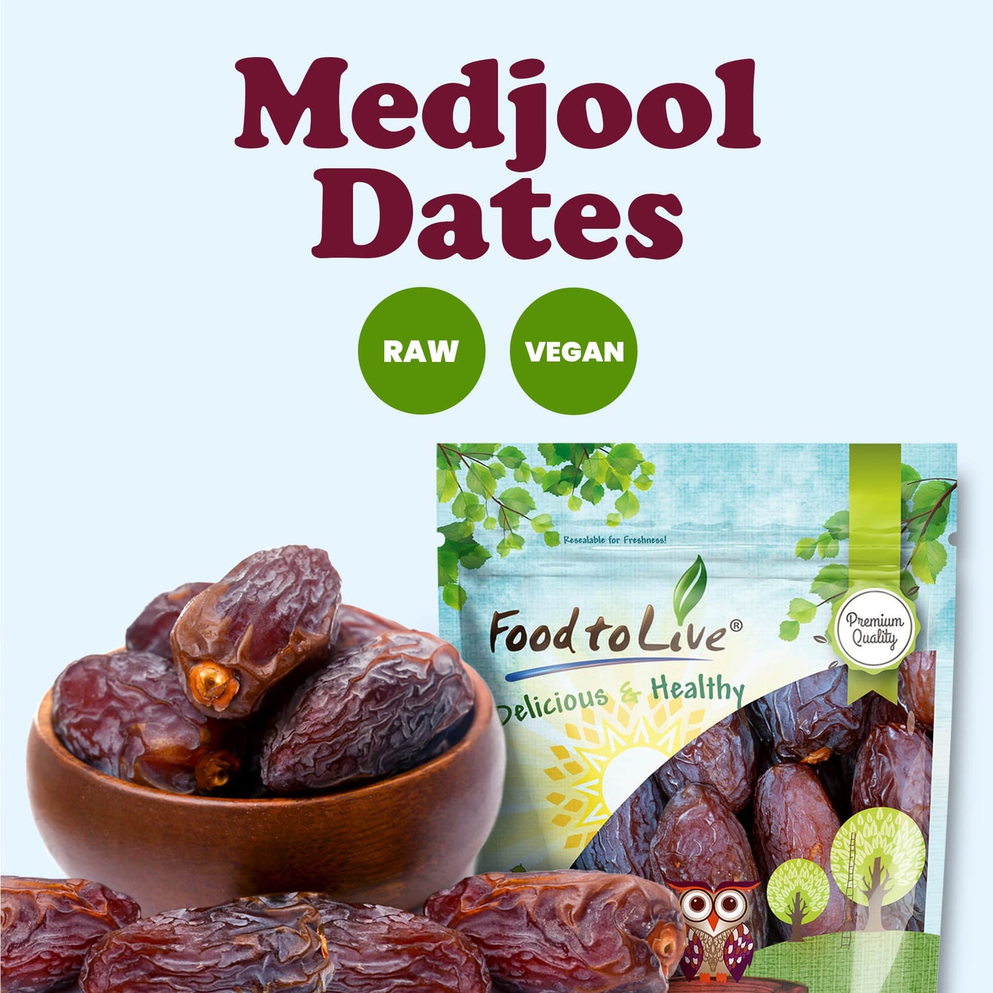 Medjool Dates — Large Dried Meaty Dates with Pits, Unsweetened and Unsulphured , Vegan, Sirtfood, Bulk Dates. Good Source of Potassium and Dietary Fiber