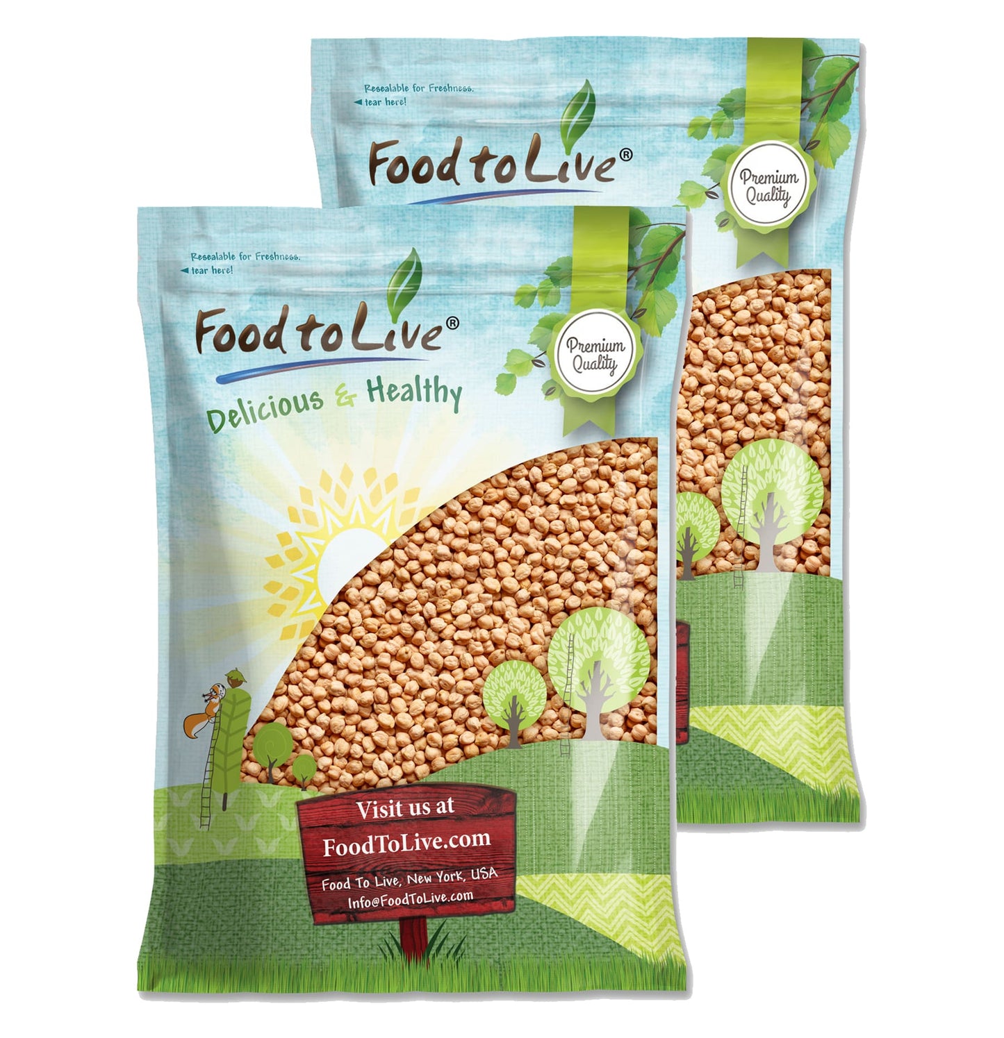 Garbanzo Beans — Whole Dried Raw Chickpeas, Kosher, Vegan, Bulk, Sproutable, Low Sodium. Great for Hummus, Salads, Stews - by Food to Live