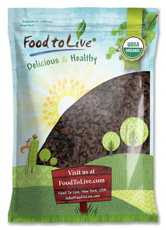 California Organic Raisins - Thompson Seedless Select, Sun-Dried, Non-GMO, Kosher, Unsulphured, Bulk, No Oil Added - by Food to Live
