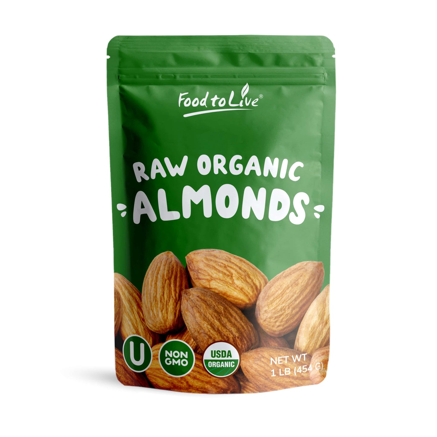 Organic Almonds — Non-GMO, Kosher, No Shell, Whole, Unpasteurized, Unsalted, Raw, Vegan — by Food to Live