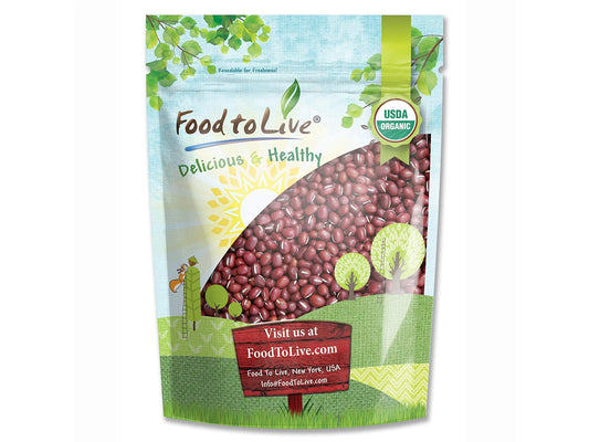 Organic Adzuki Beans — Whole Raw Dried Azuki Beans (Red Mung Beans), Non-GMO, Sproutable, Kosher, Vegan, Bulk. Rich in Minerals, Dietary Fiber and Protein. Perfect for Bean Paste, Soups, and Stews.