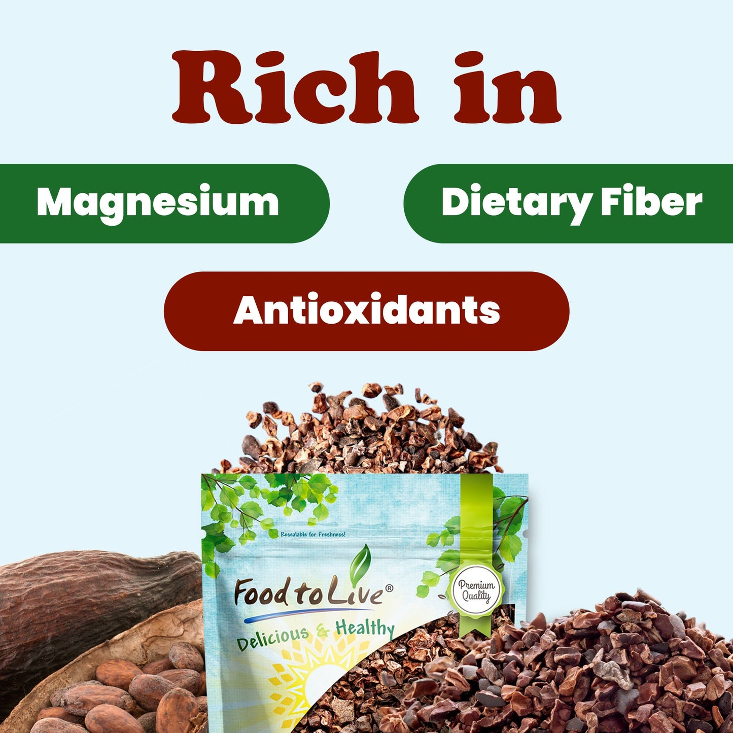 Sweet Cacao Nibs with Coconut Sugar - by Food to Live