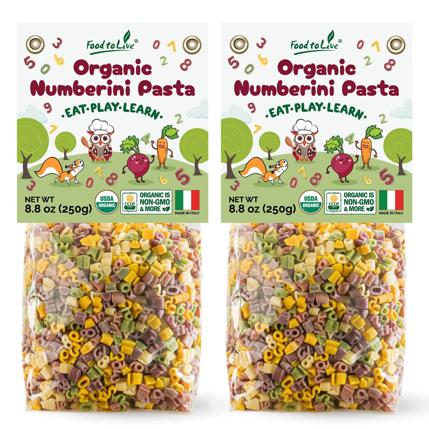 Organic Numberini Pasta - Eat Play Learn - by Food to Live