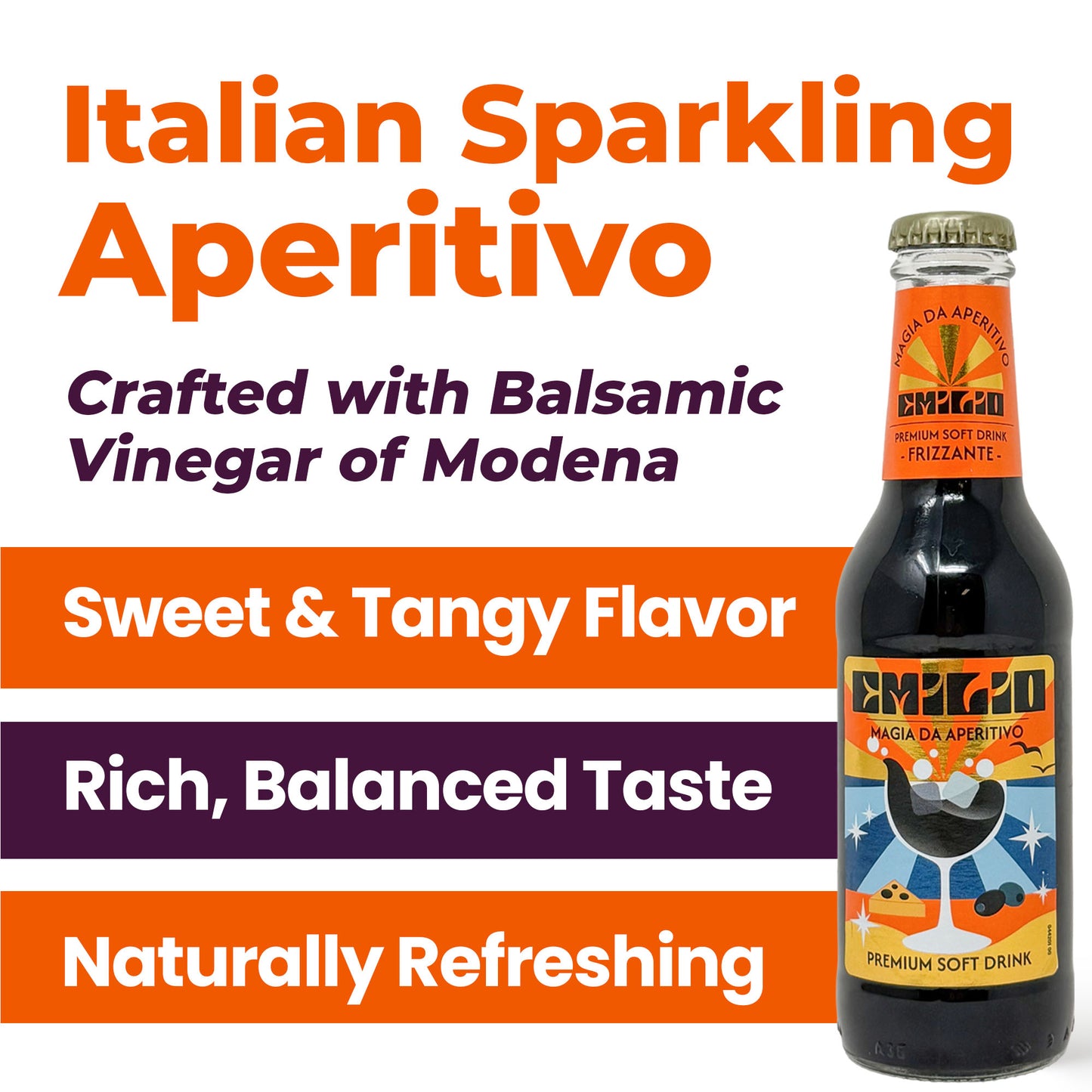 Acetaia Terra del Tuono Emilio Sparkling Balsamic Vinegar Drink, 6.76 fl.oz (200ml)