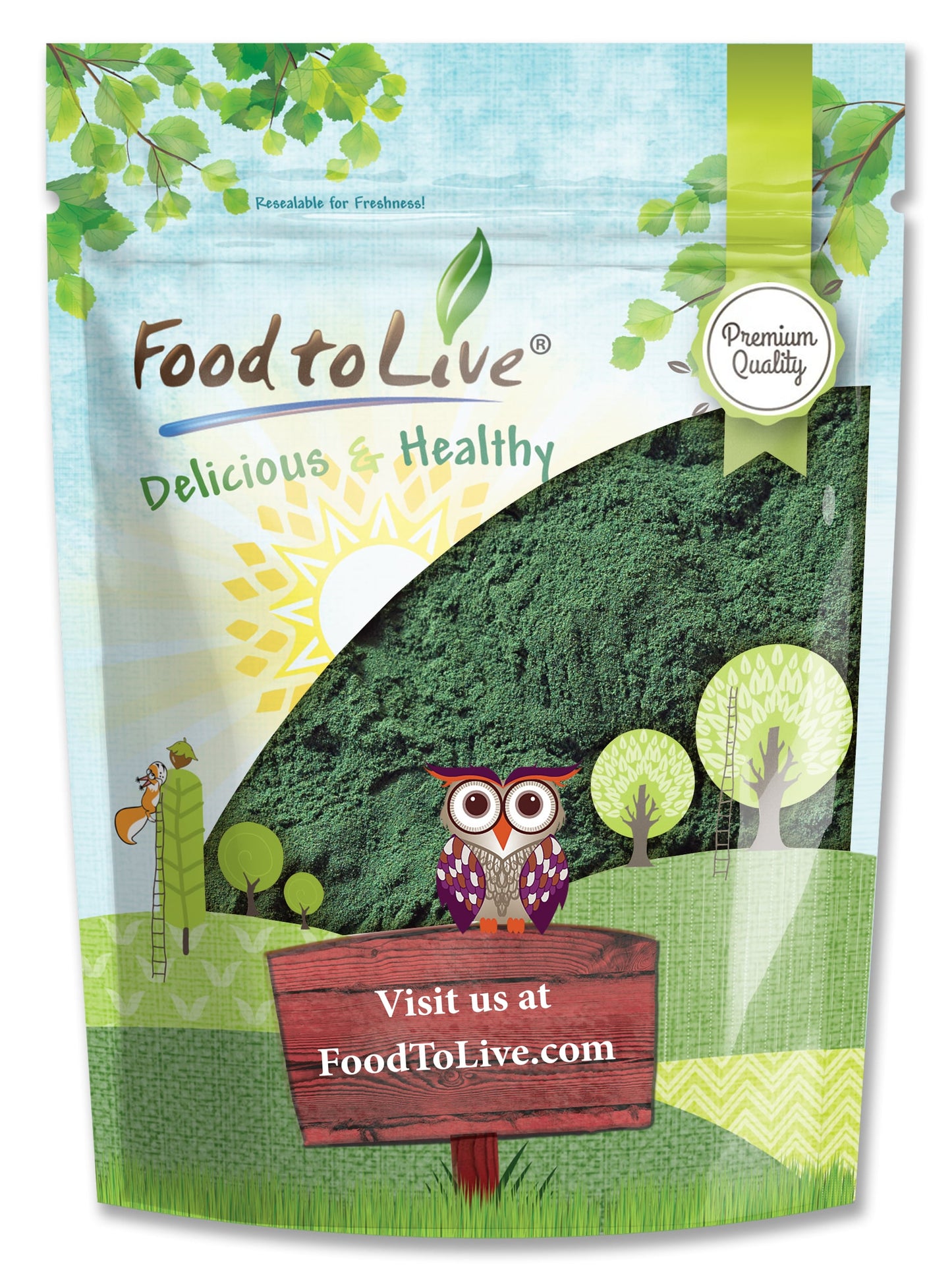 Chlorella Powder - Kosher, Raw Green Algae, Vegan Superfood, Bulk, Pure Vegan Green Protein, Rich in Vitamins and Minerals - by Food to Live