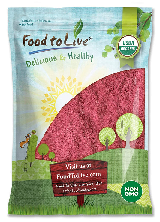 Organic Raspberry Powder — Non-GMO, Raw, Vegan Superfood, Bulk, Great for Juices, Drinks, and Smoothies - by Food to Live