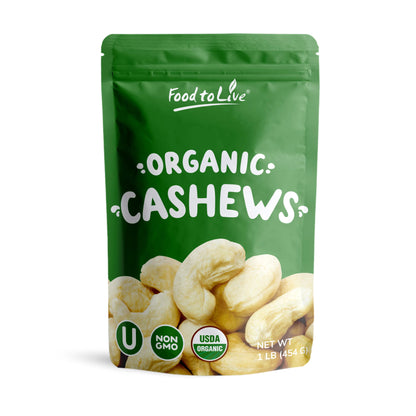 Organic Cashews - Whole, Size W-240, Unsalted - by Food To Live