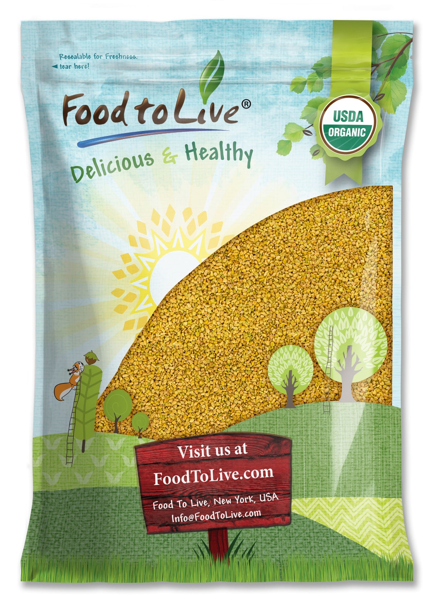 Organic Fenugreek Seeds — Non-GMO, Raw, Whole Methi, Kosher, Vegan, Bulk, Rich in Iron, Copper and Fiber - by Food to Live